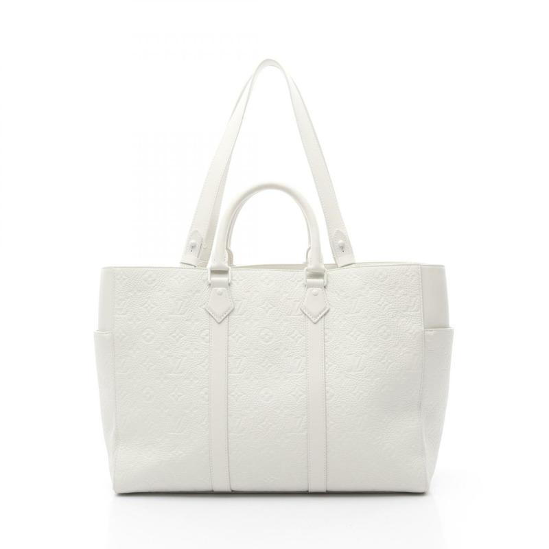 路易威登 Sac Plat 24H 肩背手提包 M24383 Monogram 皮革 白色 二手-0