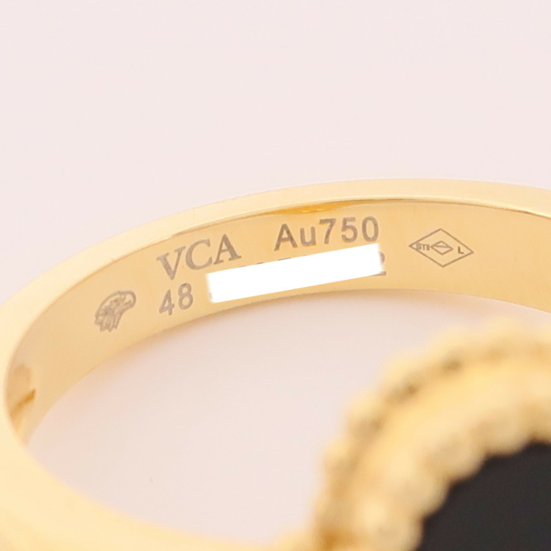 Van Cleef & Arpels 18K黃金Vintage Alhambra Ring鑽石/黑瑪瑙戒指-6