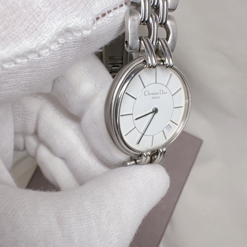 二手正品Dior 銀白面盤日誌鋼帶石英錶 Dior手錶 Dior錶 Dior配件-15