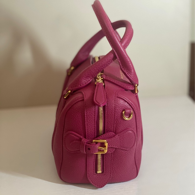 近全新 👜 BURBERRY ✨ 覆盆莓粉 小牛皮肩背包-3