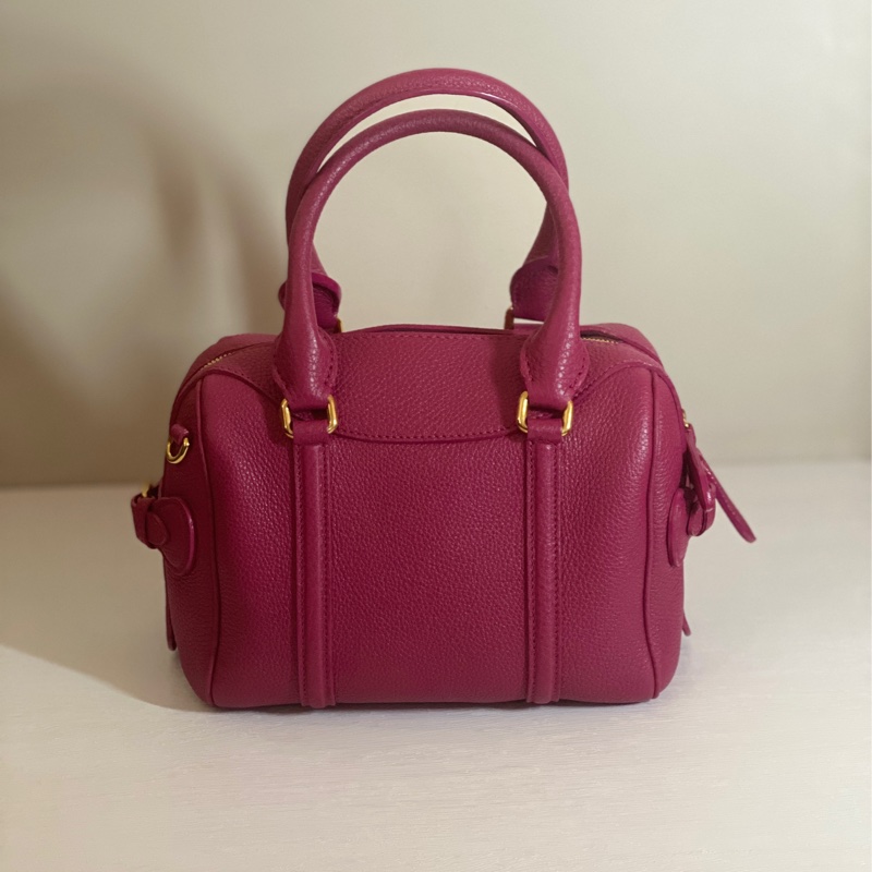 近全新 👜 BURBERRY ✨ 覆盆莓粉 小牛皮肩背包-9