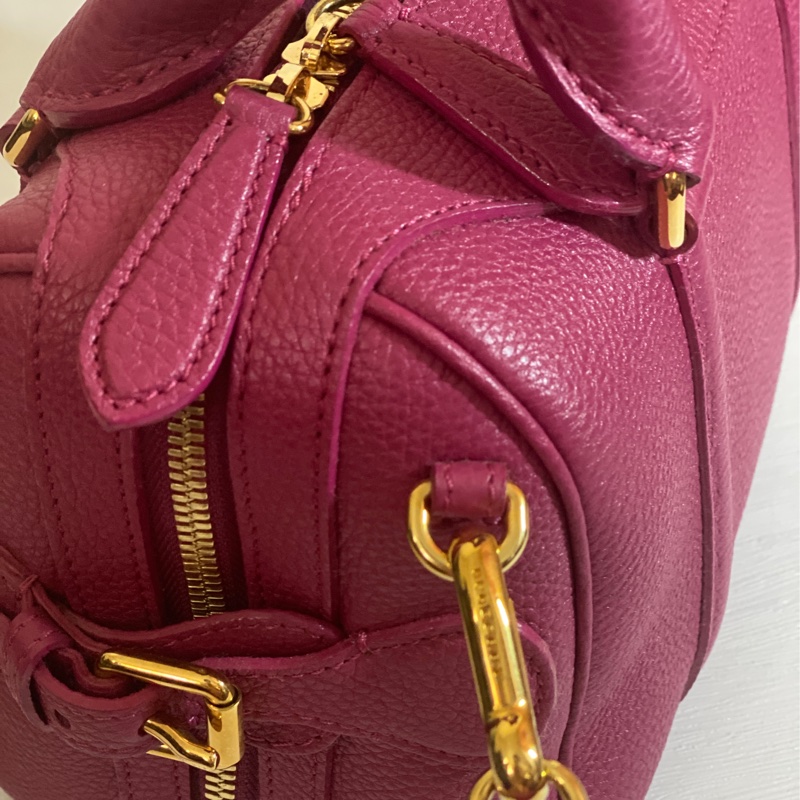 近全新 👜 BURBERRY ✨ 覆盆莓粉 小牛皮肩背包-12
