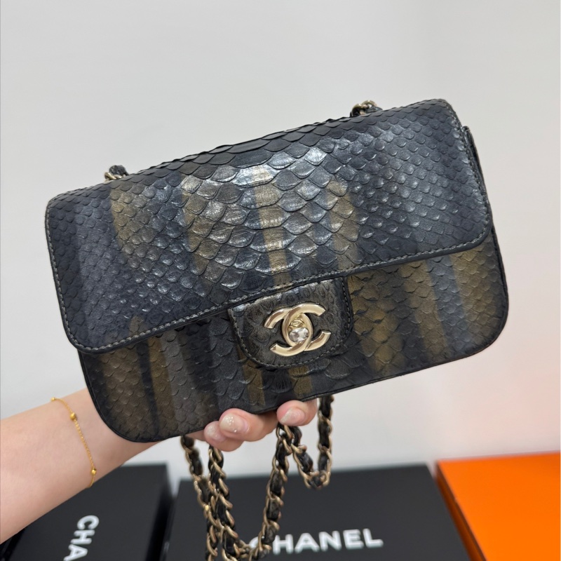 Chanel 香奈兒 cf mini 漸變 蛇皮 斜背包 側背包 鍊條包 肩背包 手提包-1
