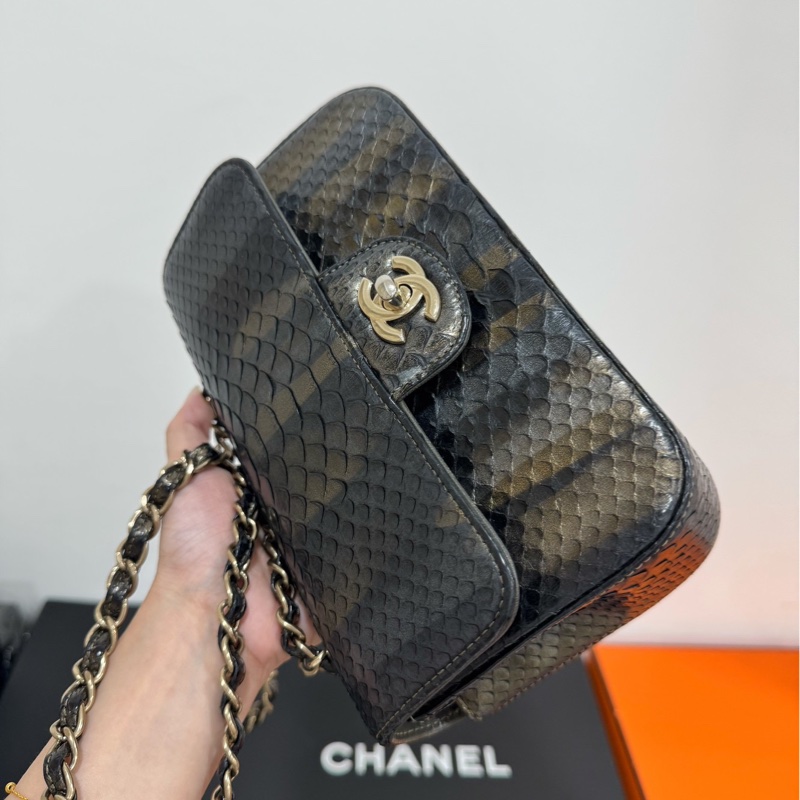 Chanel 香奈兒 cf mini 漸變 蛇皮 斜背包 側背包 鍊條包 肩背包 手提包-8