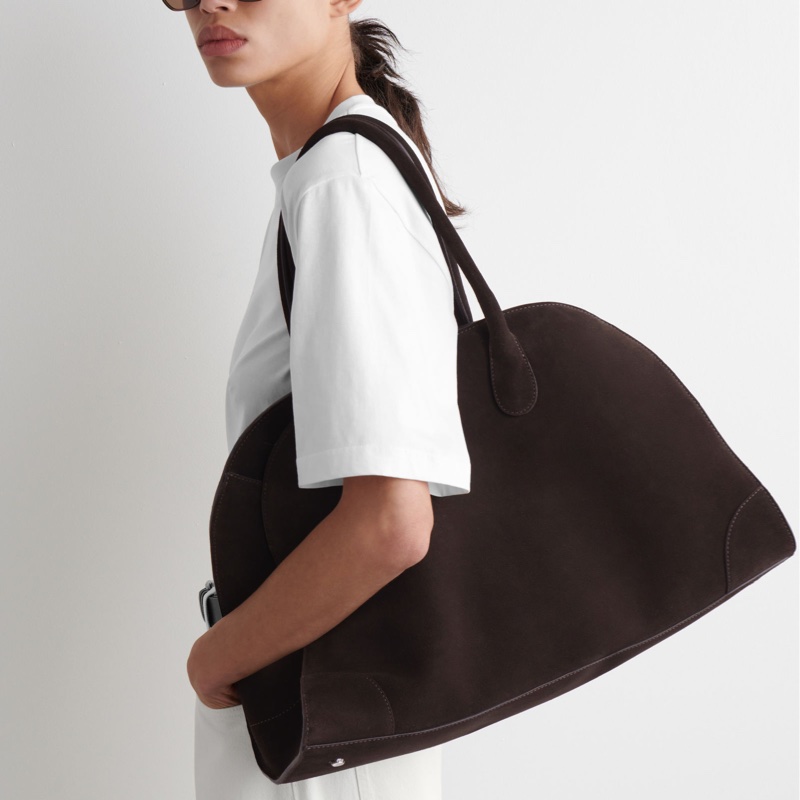 全新｜COS Studio bowling bag 真皮麂皮保齡球包 咖啡色-0