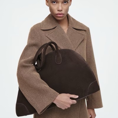 全新｜COS Studio bowling bag 真皮麂皮保齡球包 咖啡色-2