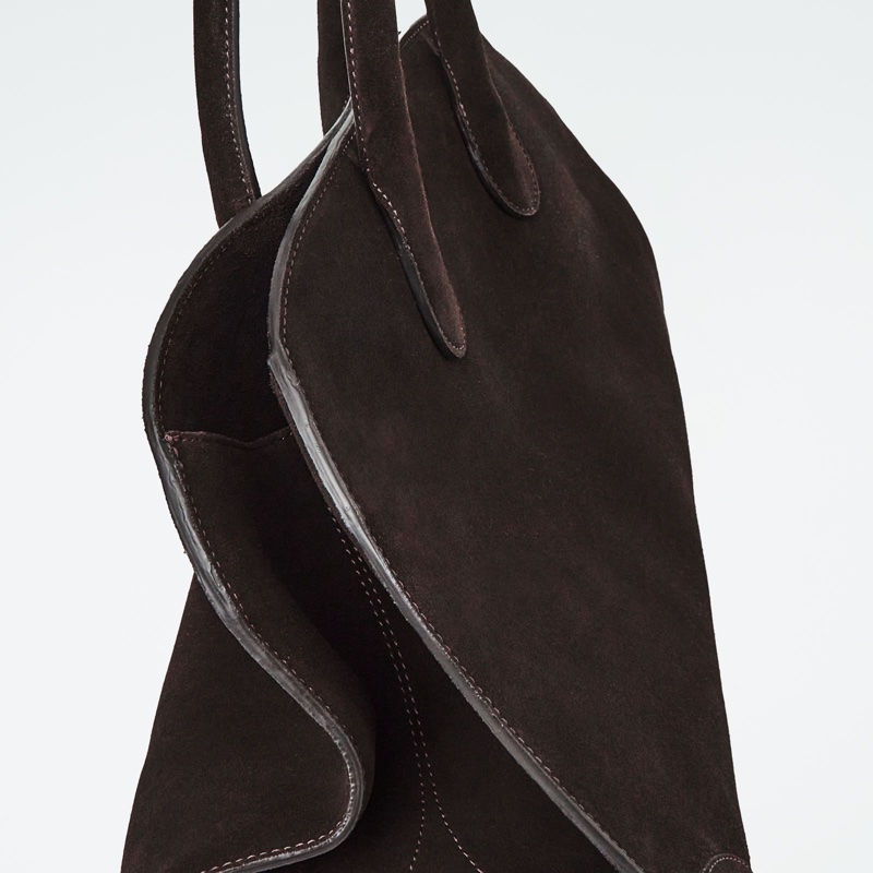 全新｜COS Studio bowling bag 真皮麂皮保齡球包 咖啡色-4