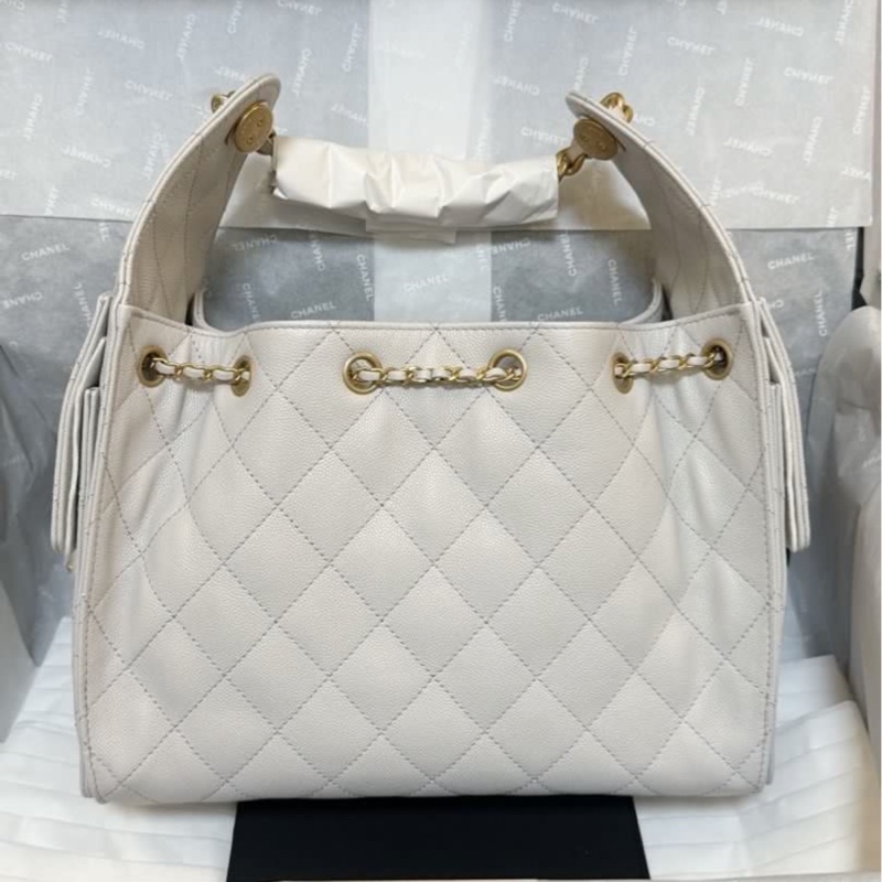 Chanel 25 Hobo 淺灰色 小號 牛皮 荔枝枝肩背包-1