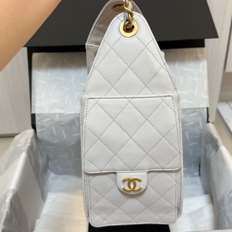 Chanel 25 Hobo 淺灰色 小號 牛皮 荔枝枝肩背包-2