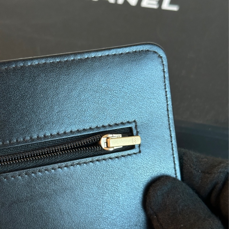 Chanel 23b黑金荔枝牛皮woc 芯片款 近新閒置🈶購證🉑調肩帶-21