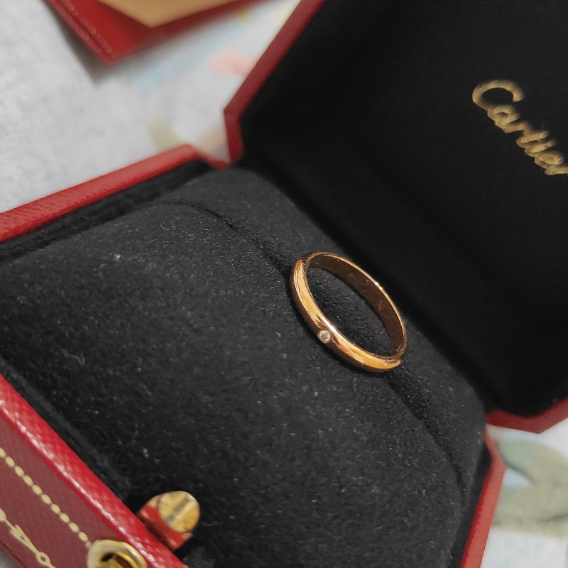 Cartier 18K金 碎鑽單戒 戒圍49-5