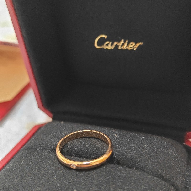 Cartier 18K金 碎鑽單戒 戒圍49-6
