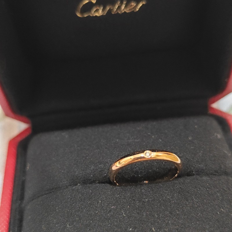 Cartier 18K金 碎鑽單戒 戒圍49-8