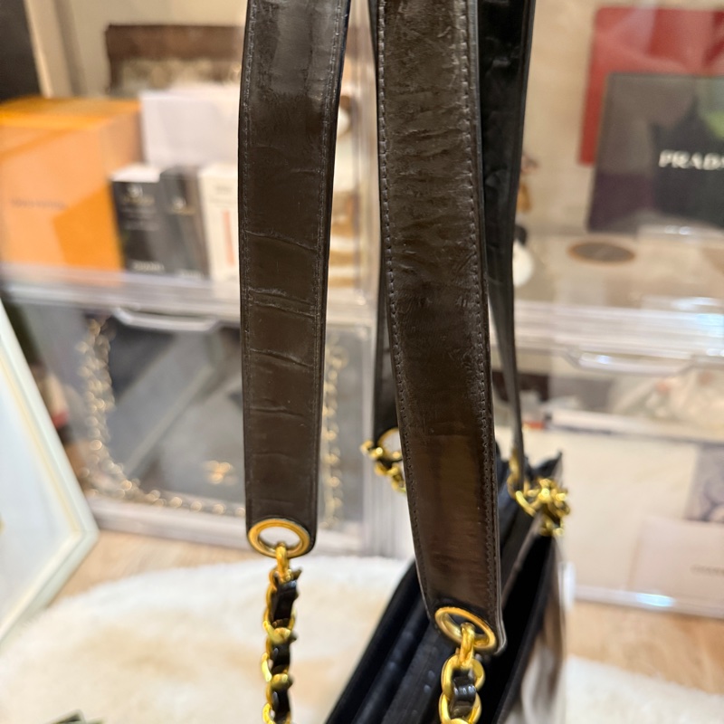 85新✨香奈兒24k金 vintage 金球托特包 可肩背 可流浪包揹法 大雙C logo-29