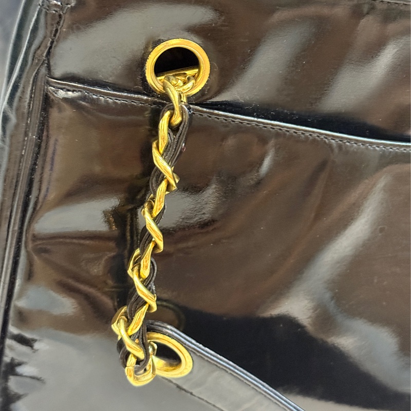 85新✨香奈兒24k金 vintage 金球托特包 可肩背 可流浪包揹法 大雙C logo-38