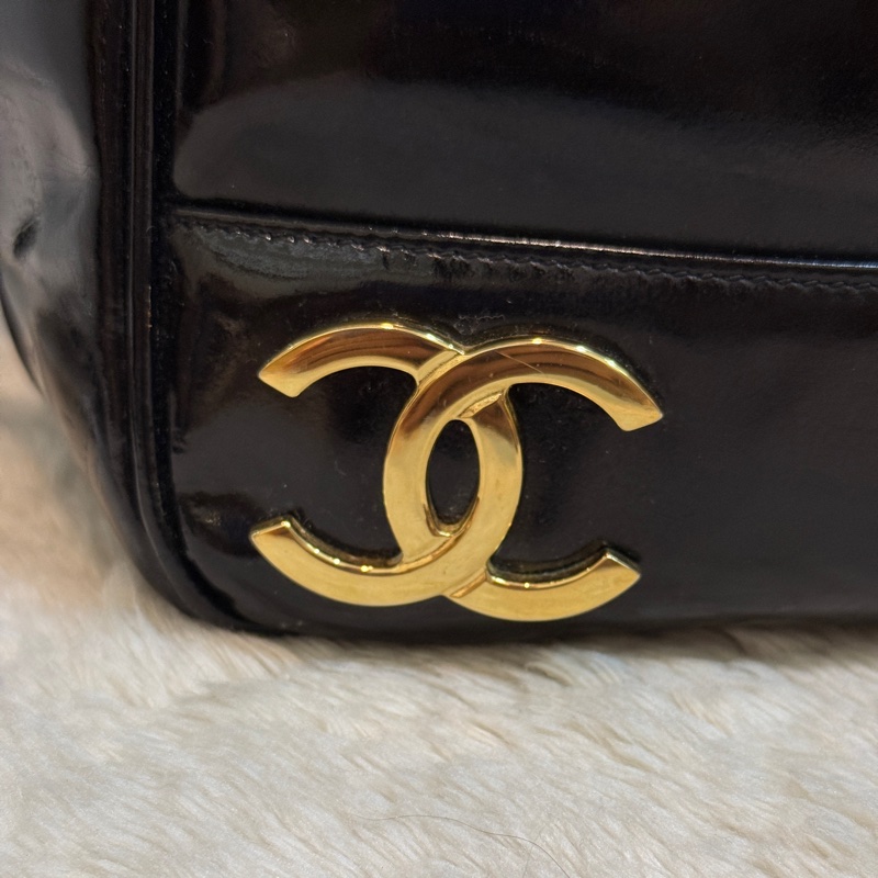 85新✨香奈兒24k金 vintage 金球托特包 可肩背 可流浪包揹法 大雙C logo-45