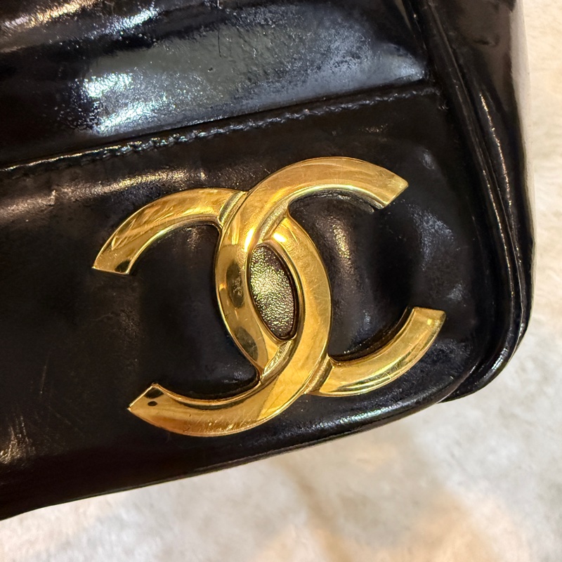 85新✨香奈兒24k金 vintage 金球托特包 可肩背 可流浪包揹法 大雙C logo-9