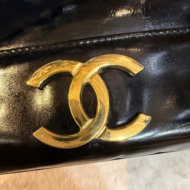 85新✨香奈兒24k金 vintage 金球托特包 可肩背 可流浪包揹法 大雙C logo-10