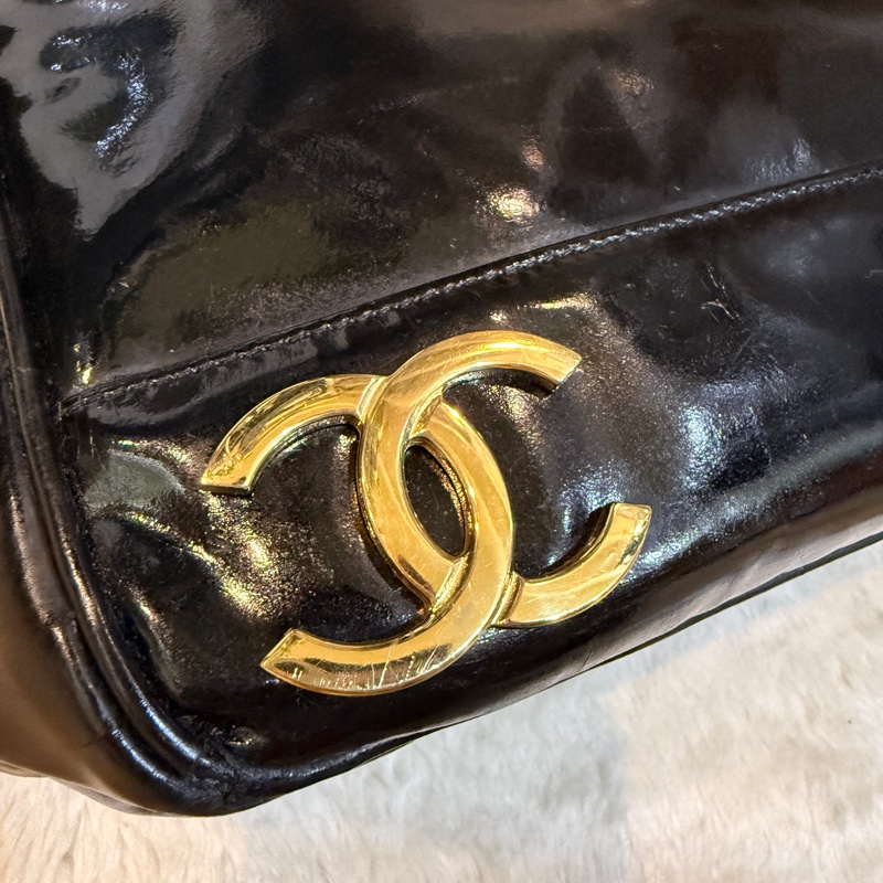 85新✨香奈兒24k金 vintage 金球托特包 可肩背 可流浪包揹法 大雙C logo-11