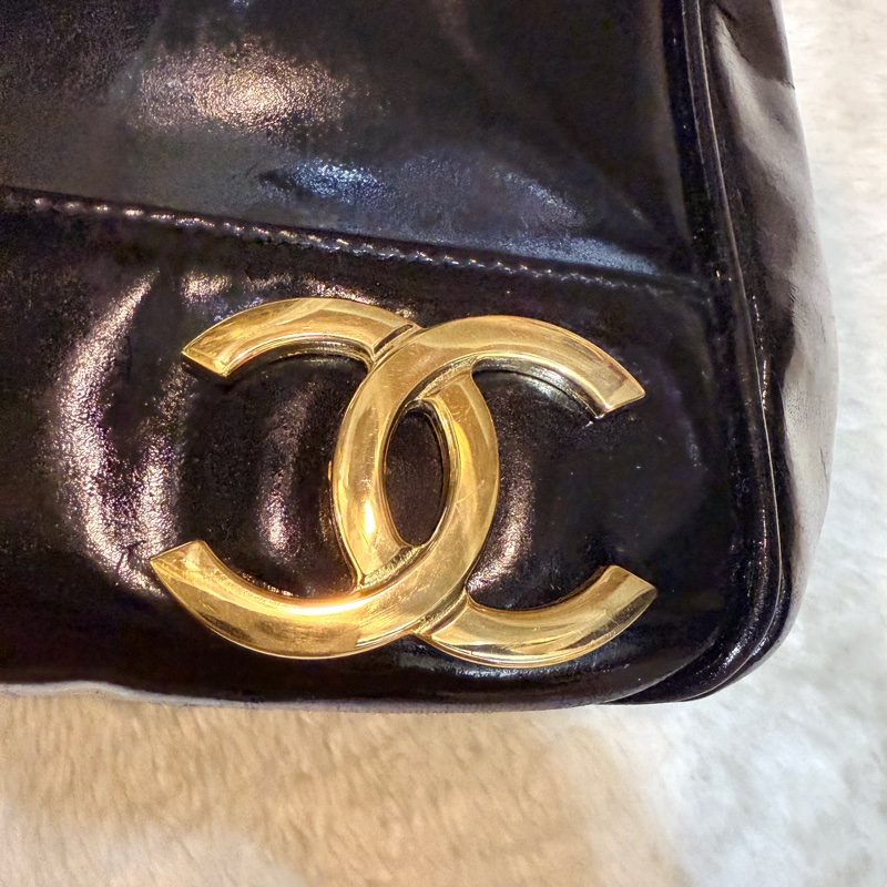 85新✨香奈兒24k金 vintage 金球托特包 可肩背 可流浪包揹法 大雙C logo-12