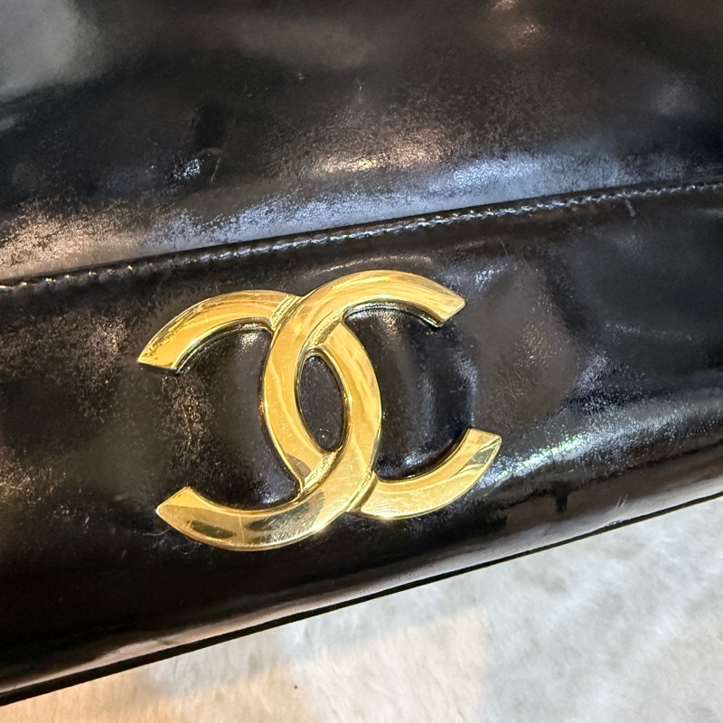 85新✨香奈兒24k金 vintage 金球托特包 可肩背 可流浪包揹法 大雙C logo-14
