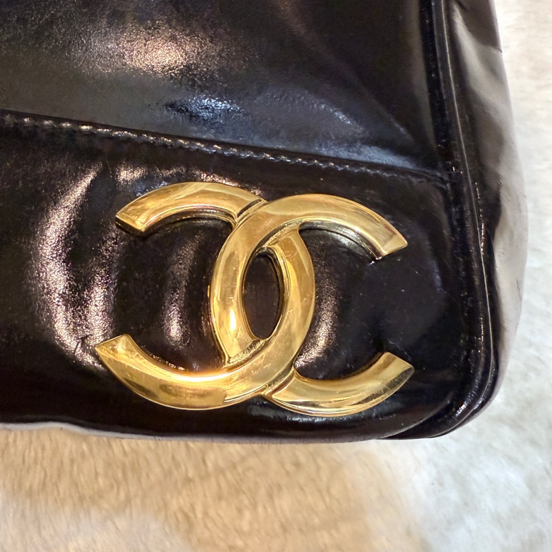 85新✨香奈兒24k金 vintage 金球托特包 可肩背 可流浪包揹法 大雙C logo-15