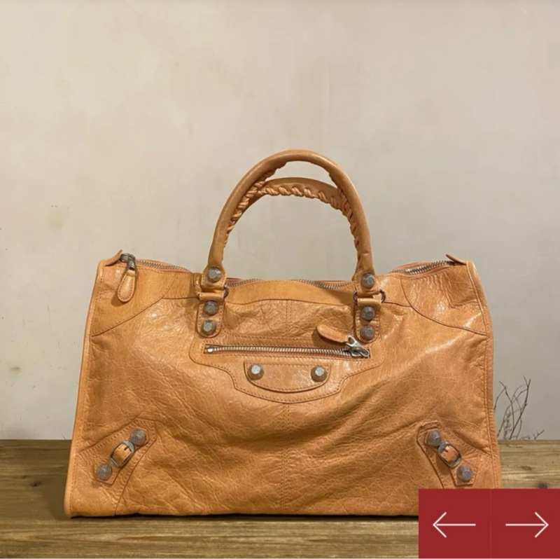 Balenciaga 橙色機車包 拖特包-0