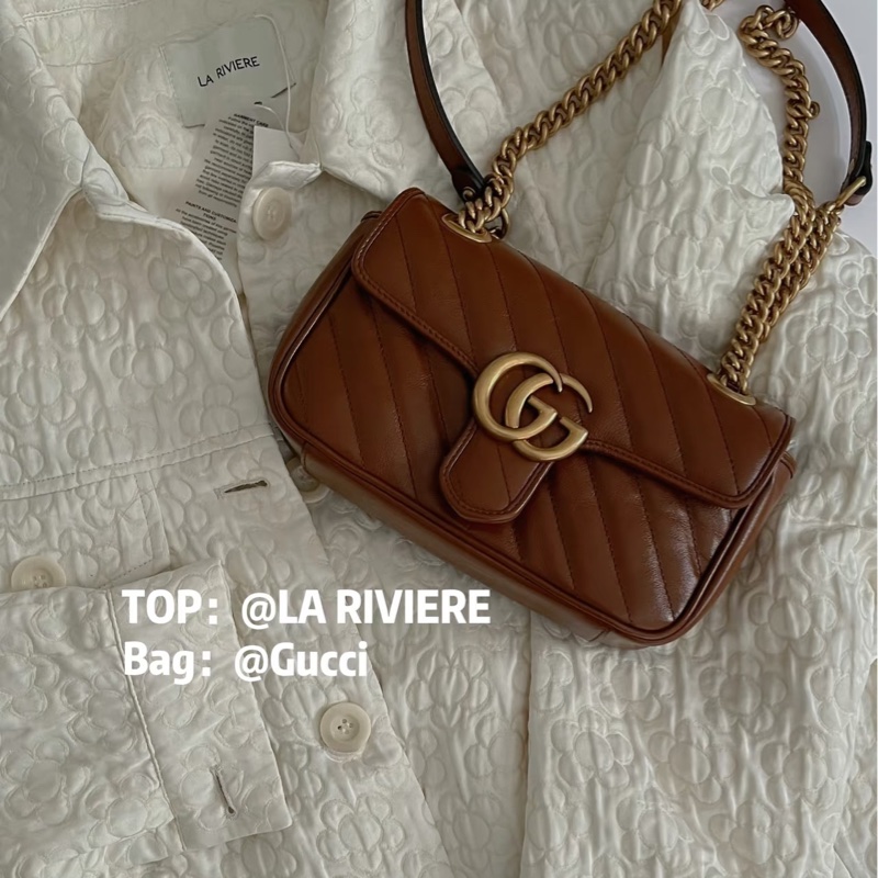 Gucci • Marmont 22 經典馬蒙 焦糖色金釦鏈條包-1