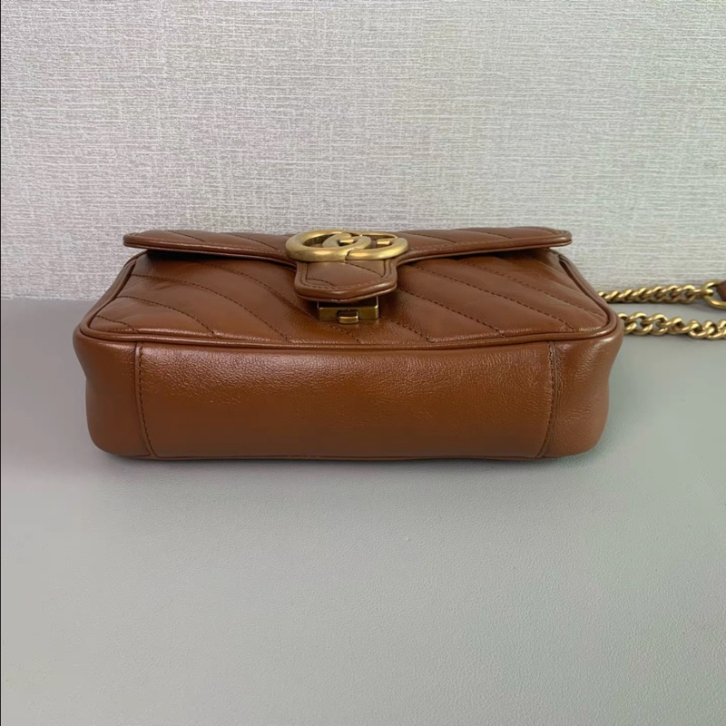 Gucci • Marmont 22 經典馬蒙 焦糖色金釦鏈條包-7