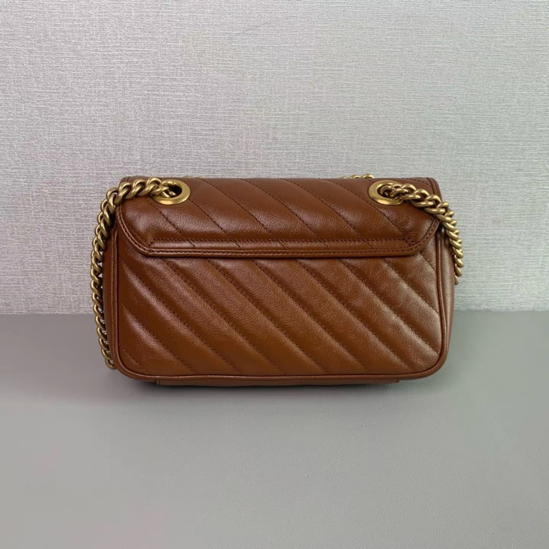 Gucci • Marmont 22 經典馬蒙 焦糖色金釦鏈條包-8