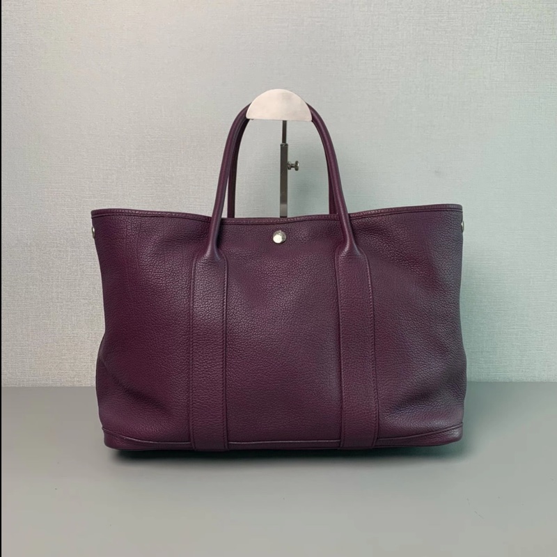 Hermes • Grrden Party 36 黑加侖紫 銀釦 花園包-5