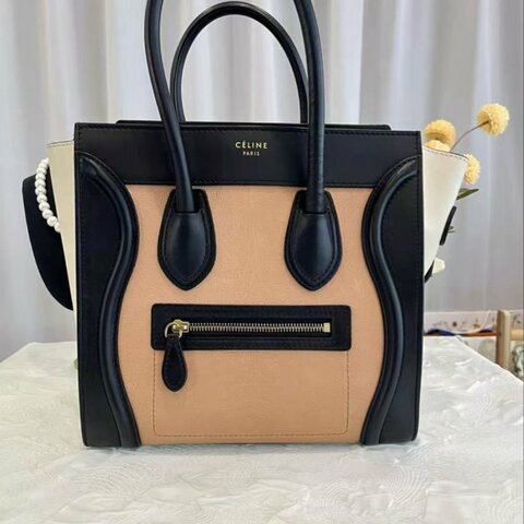 Celine 撞色笑臉包 中號 26*27*13 98新 配件塵袋