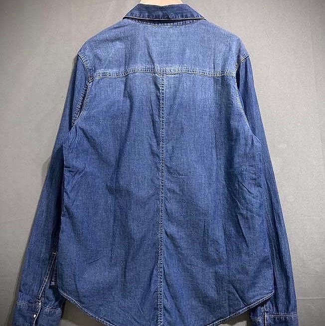 Calvin Klein ck jeans 絲光棉修身剪裁牛仔襯衫 春夏薄款珍珠釦單寧襯衫 女L-2
