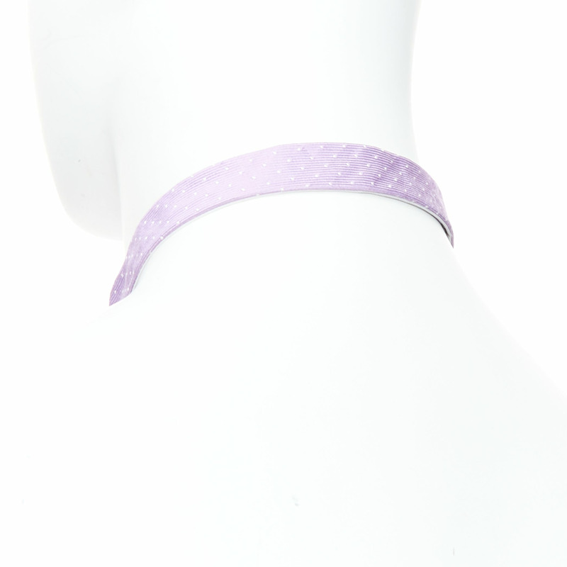 LANVIN 100% silk purple white dot classy bow tie-5