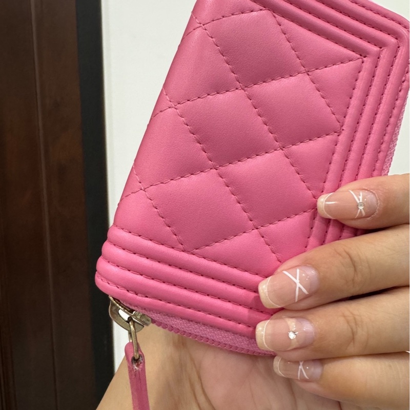 chanel 香奈兒 le boy 櫻花粉 信用卡卡夾 ㄇ拉 ㄇ字拉 卡夾 皮夾 短夾 錢包 零錢包-2