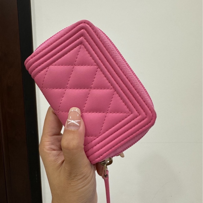 chanel 香奈兒 le boy 櫻花粉 信用卡卡夾 ㄇ拉 ㄇ字拉 卡夾 皮夾 短夾 錢包 零錢包-3