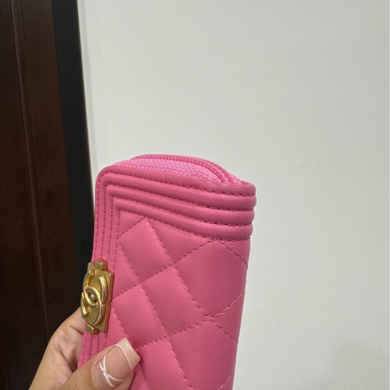 chanel 香奈兒 le boy 櫻花粉 信用卡卡夾 ㄇ拉 ㄇ字拉 卡夾 皮夾 短夾 錢包 零錢包-4