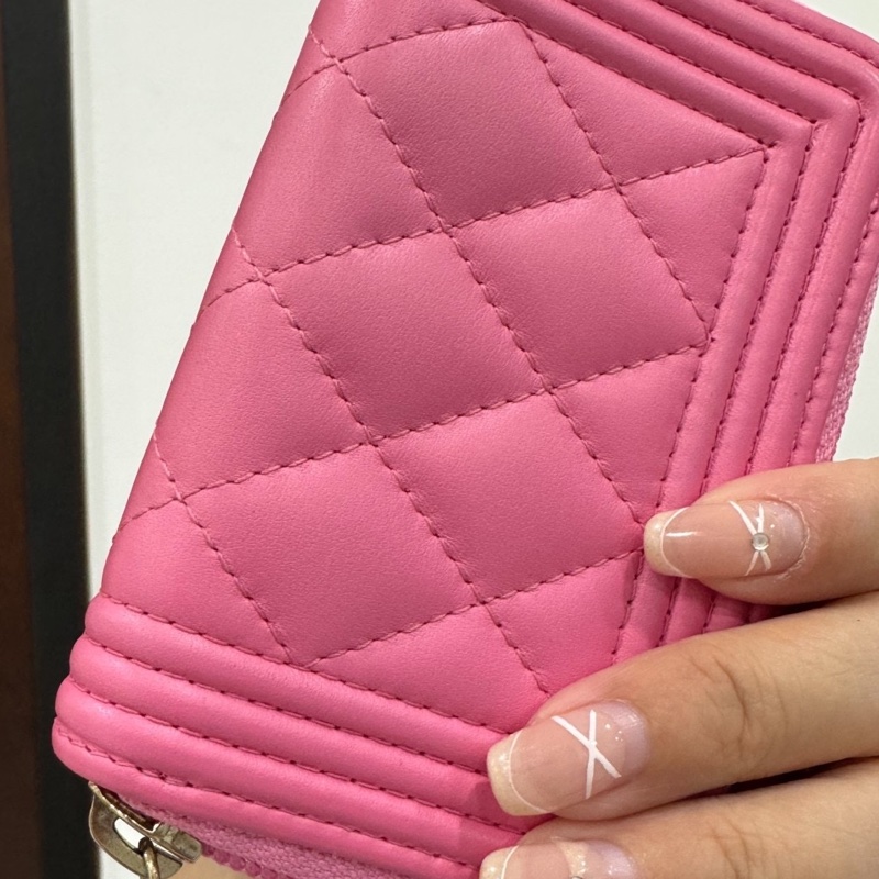 chanel 香奈兒 le boy 櫻花粉 信用卡卡夾 ㄇ拉 ㄇ字拉 卡夾 皮夾 短夾 錢包 零錢包-8