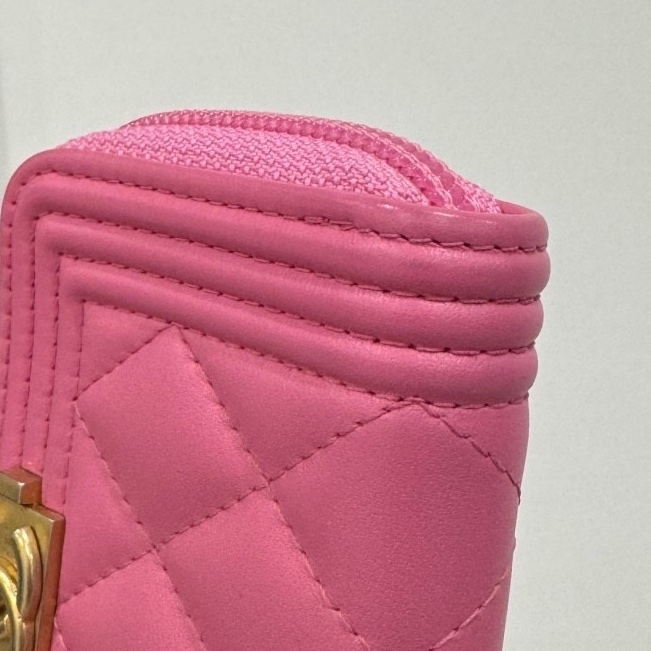chanel 香奈兒 le boy 櫻花粉 信用卡卡夾 ㄇ拉 ㄇ字拉 卡夾 皮夾 短夾 錢包 零錢包-13