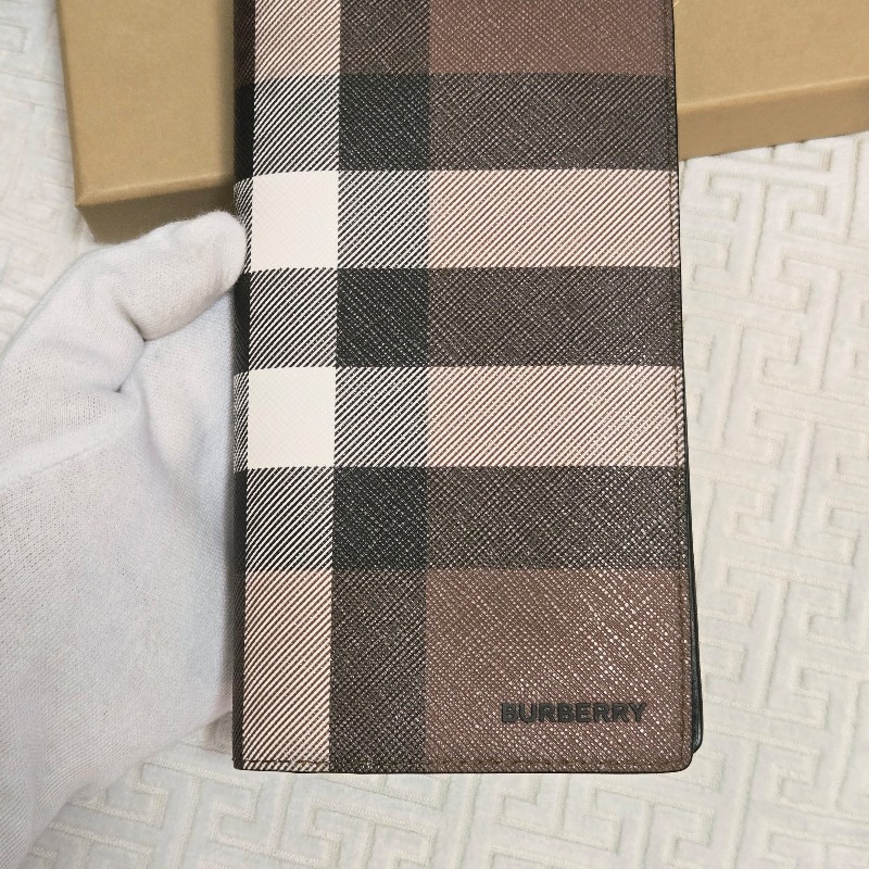 BURBERRY 經典格紋直式長夾 對開長夾 暗樺木棕色-7