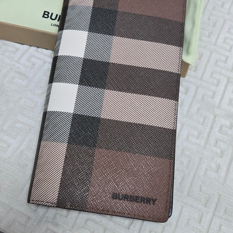 BURBERRY 經典格紋直式長夾 對開長夾 暗樺木棕色-8