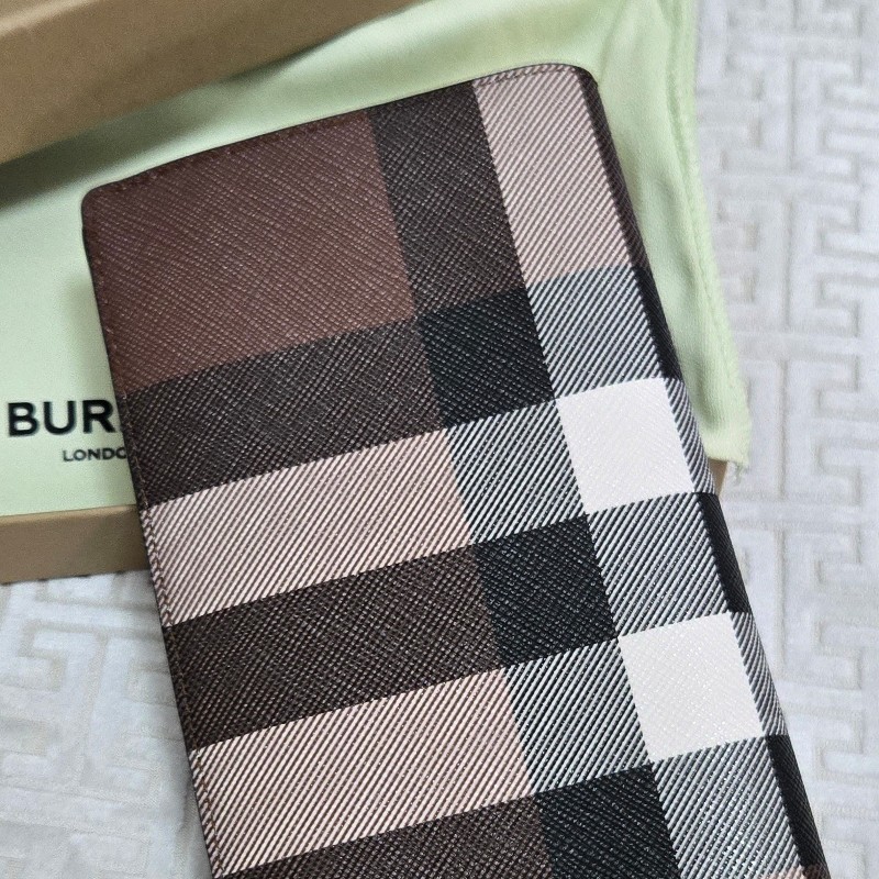BURBERRY 經典格紋直式長夾 對開長夾 暗樺木棕色-10