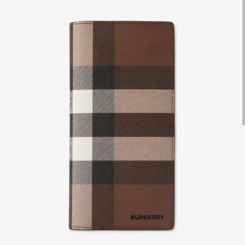 BURBERRY 經典格紋直式長夾 對開長夾 暗樺木棕色-5