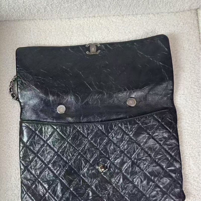 Chanel 大號黑色機場鍊條包信封包 99新 配件塵袋-7