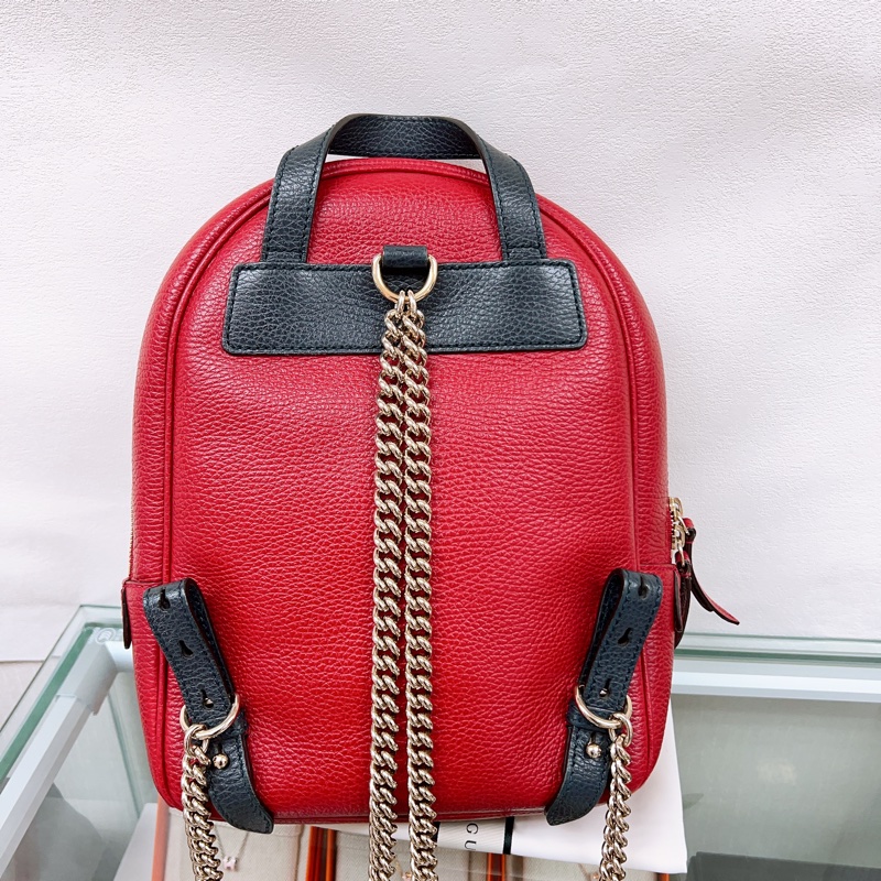 Gucci logo 鏈條拼色雙肩包/背包-1