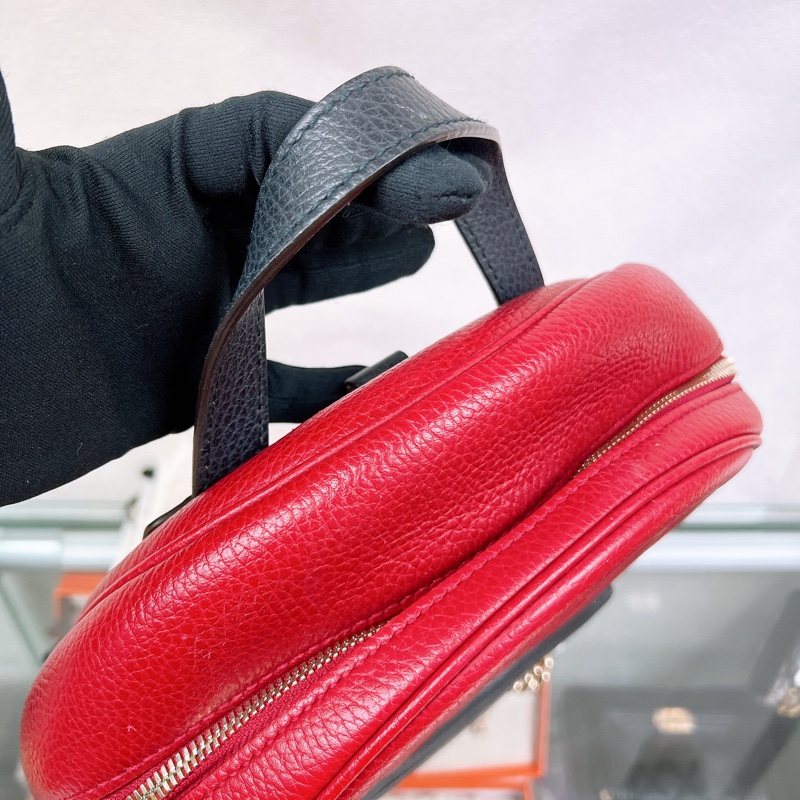 Gucci logo 鏈條拼色雙肩包/背包-10