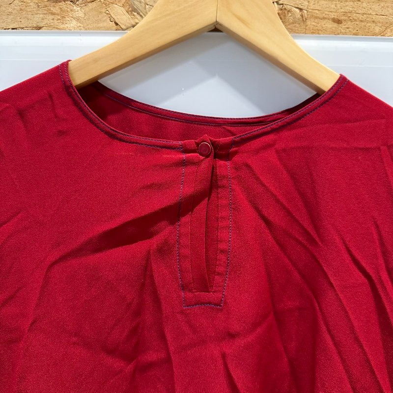 【美收精品】HERMES 紅色薄紗短袖 2-744-9