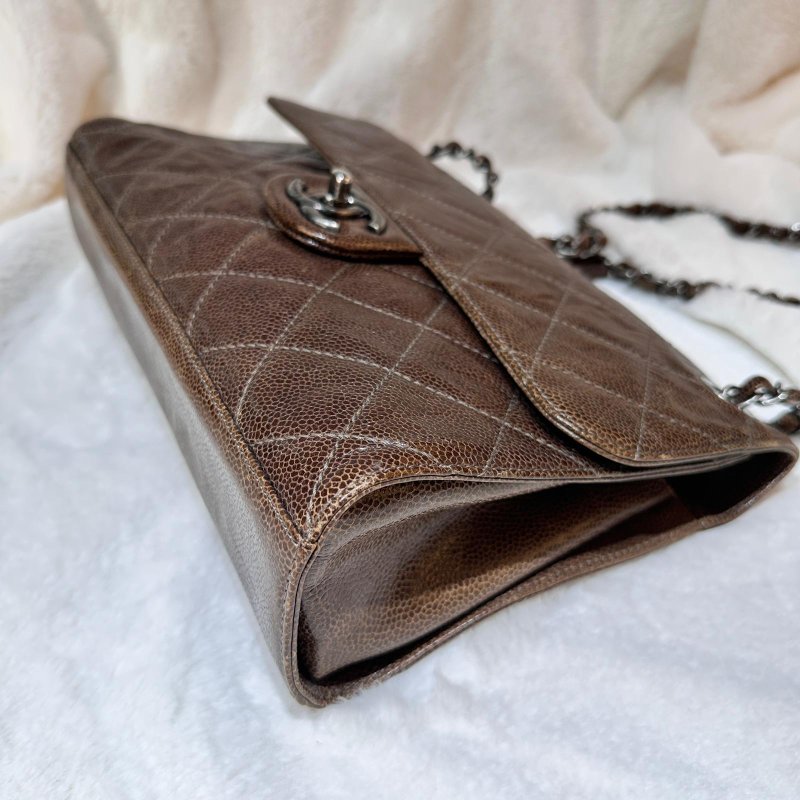 Chanel CF M Size 荔枝紋牛皮 做舊風格機場袋-4