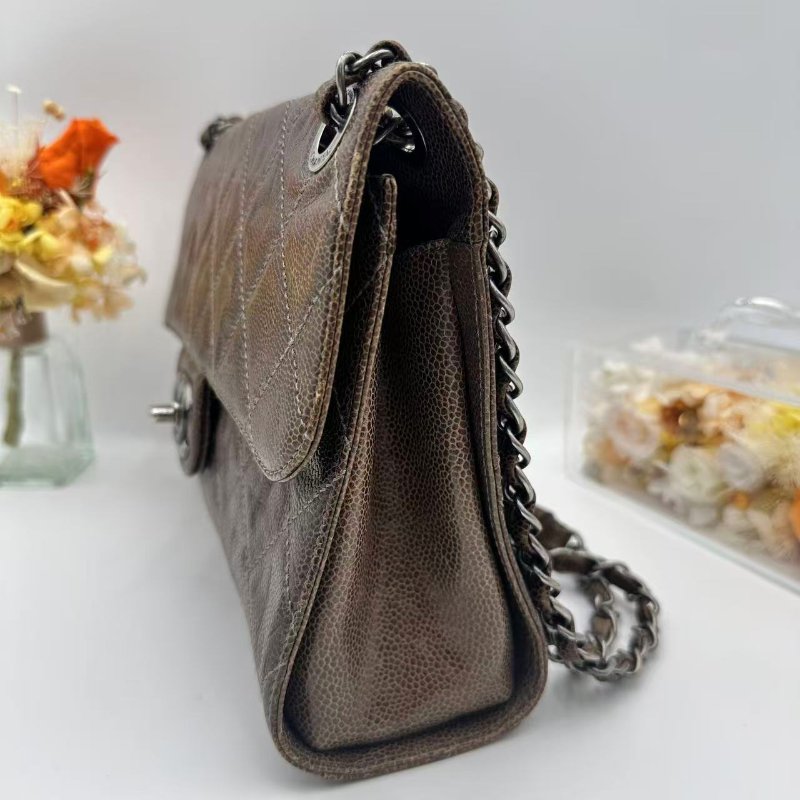 Chanel CF M Size 荔枝紋牛皮 做舊風格機場袋-6