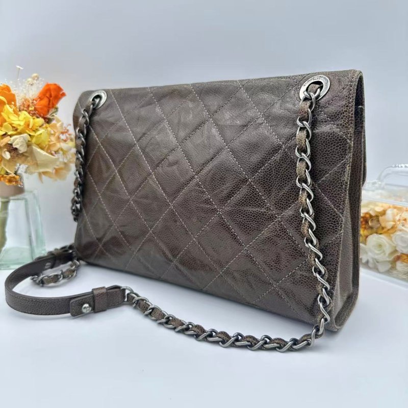 Chanel CF M Size 荔枝紋牛皮 做舊風格機場袋-8